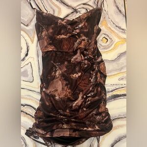 SHEIN Brown Ruched Dress